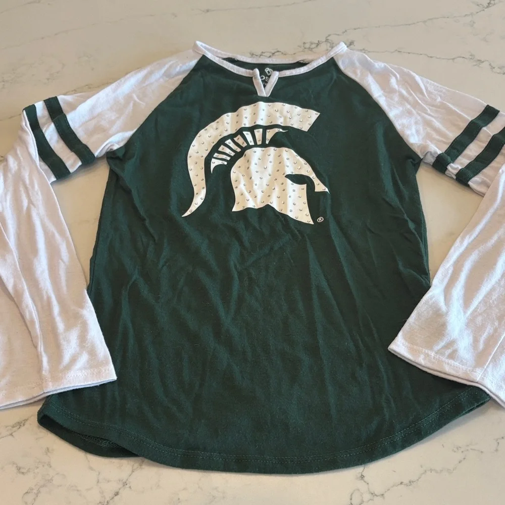 Spartan Kids' Long Sleeve Tee - Green & White